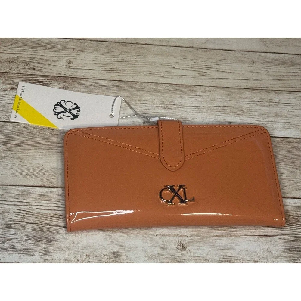 Christian Lacroix Metro Patent Bi Fold Skinny Wallet, Color Tango Brand New